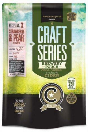 Mangrove Jacks Craft Series Strawberry & Pear Cider Homebrew Kit - 40 pints/23 litres