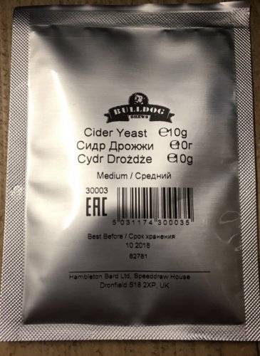 Bulldog Medium 25L Cider Yeast for Home Brewing